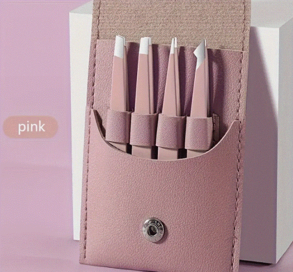 Kit de 4 pinzas para cejas rosadas