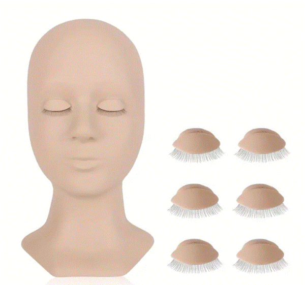 Cabezote de muñeca con párpados reemplazables
